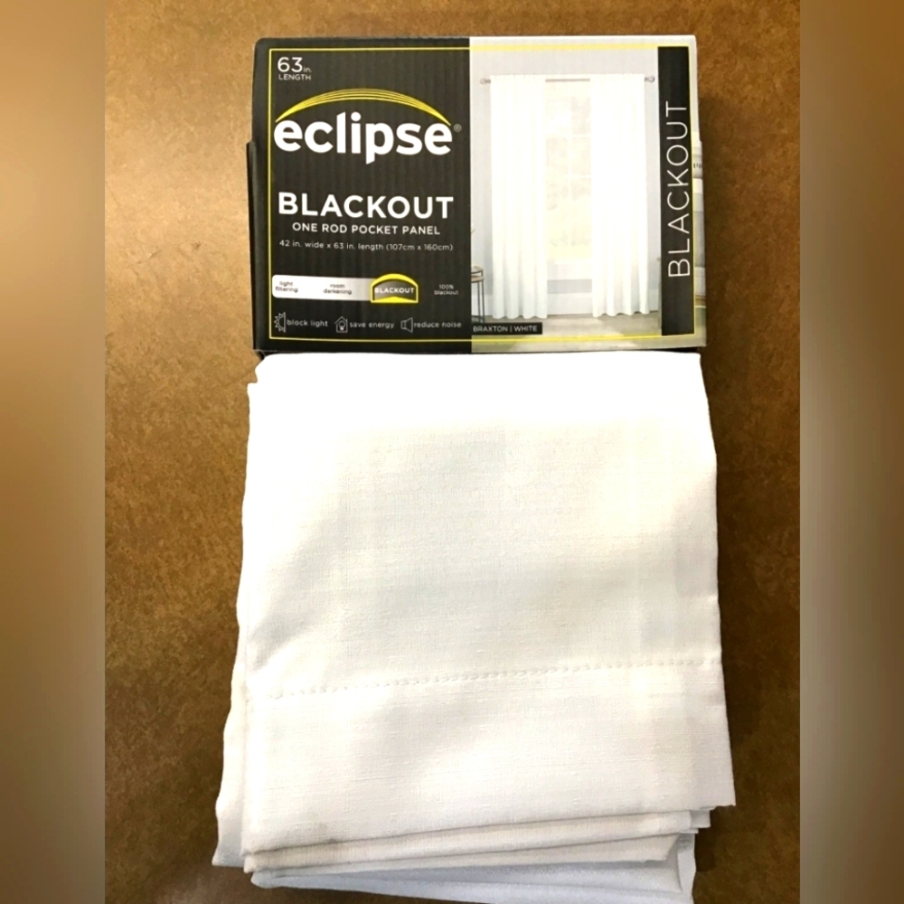 NWT Eclipse Blackout One Rod Pocket Panel Braxton White